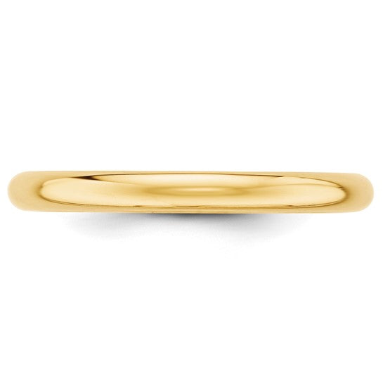 14kt Yellow Gold 2.5mm Half Round Wedding Band Size 6.5