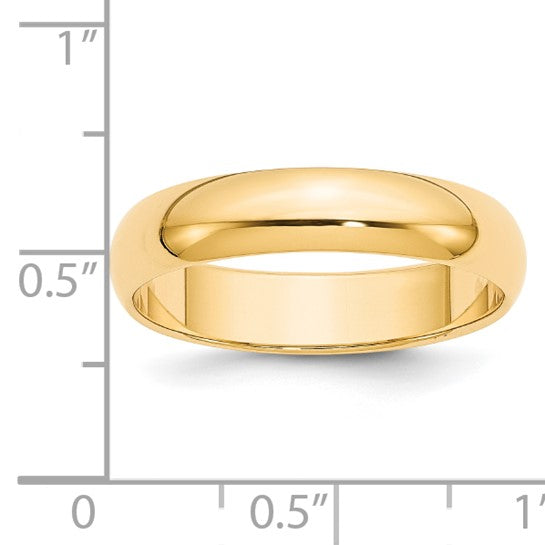 14kt Yellow Gold 5mm Half Round Wedding Band Size 13.5