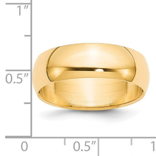 14kt Yellow Gold 7mm Half-Round Wedding Band Size 5.5
