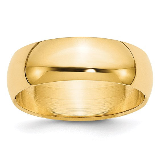14kt Yellow Gold 7mm Half-Round Wedding Band Size 5.5