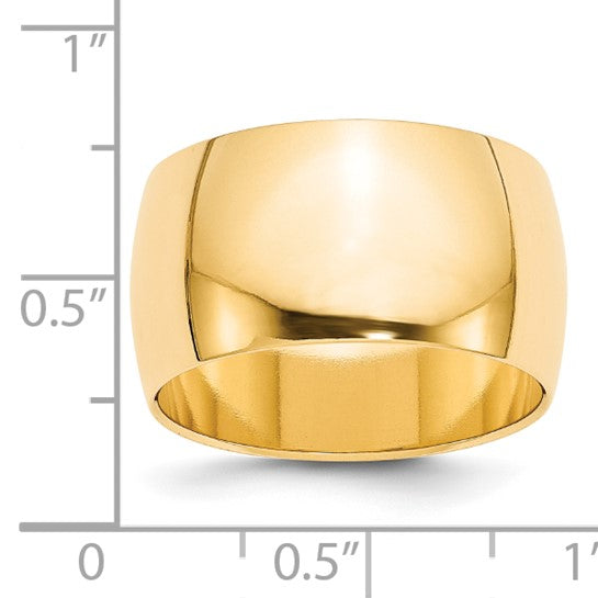 14kt Yellow Gold 12mm Half Round Wedding Band Size 6