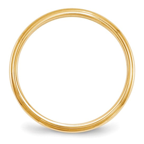 14kt Yellow Gold 2.5mm Half Round with Edge Wedding Band Size 7.5