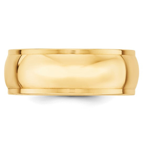 14kt Yellow Gold 8mm Half Round with Edge Wedding Band Size 11.5