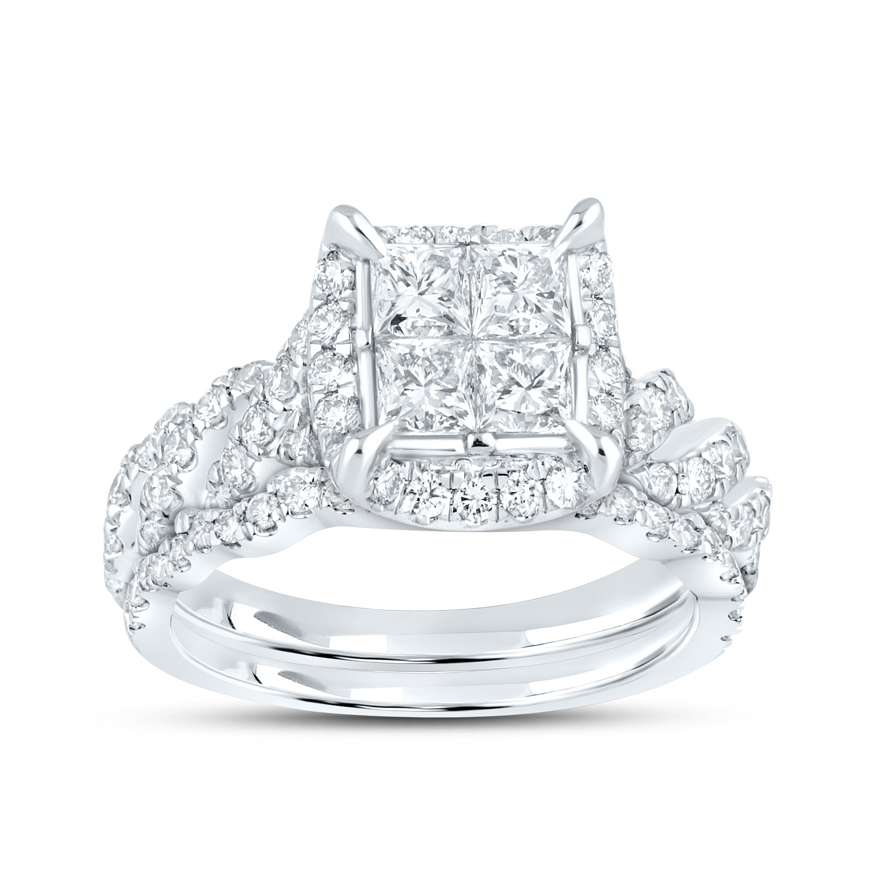 10KT WHITE GOLD 1.83 CTW DIAMOND BRIDAL SET