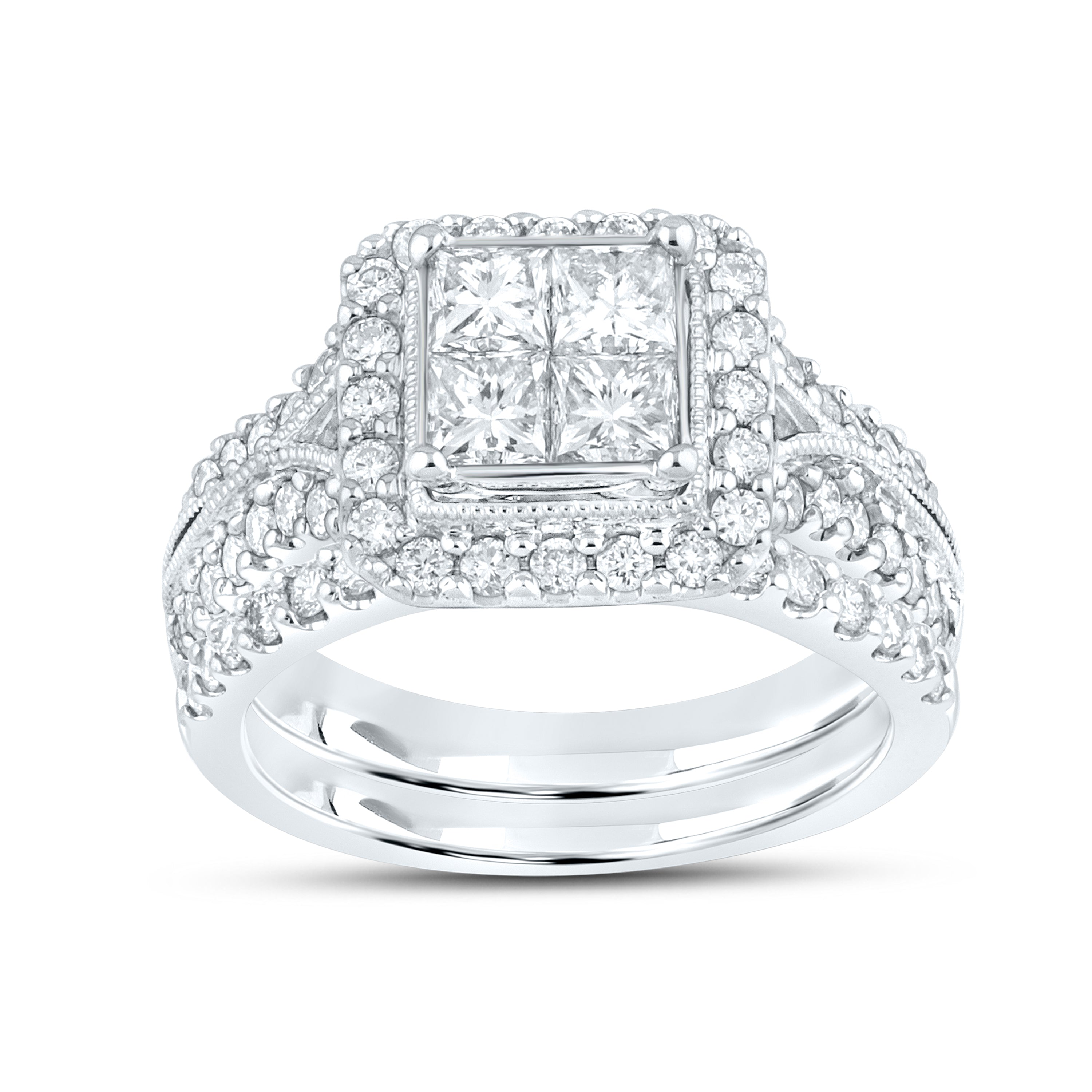 10KT WHITE GOLD 1.99 CTW DIAMOND BRIDAL SET