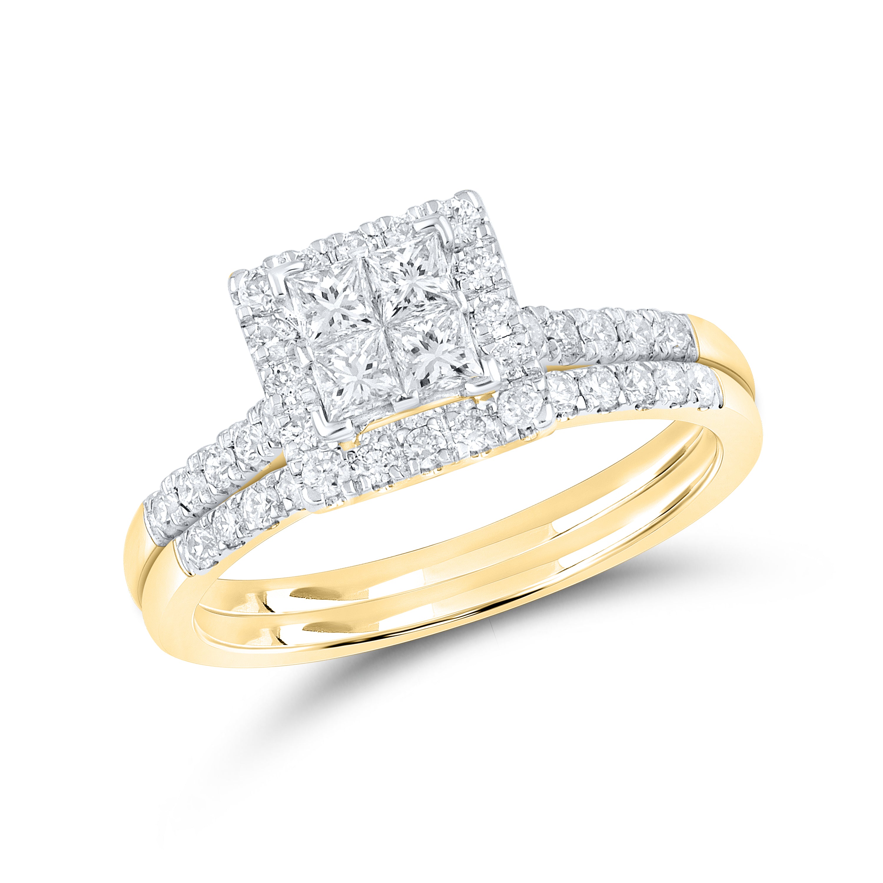 14KT YELLOW GOLD 0.82 CTW NATURAL DIAMOND BRIDAL SET 0.85 CTW