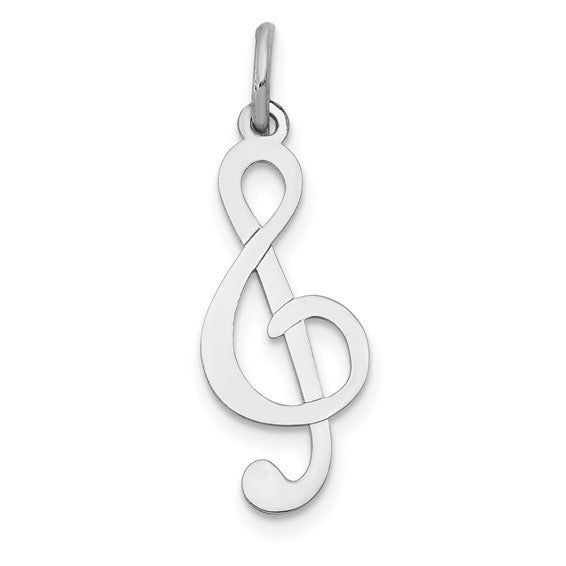 14kt White Gold Polished Treble Clef Charm