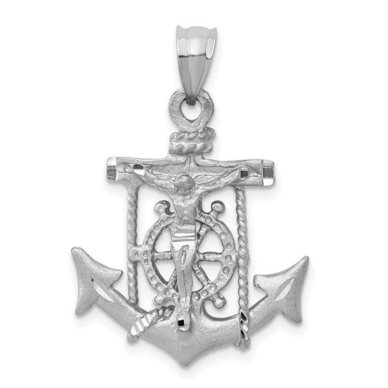 14kt White Gold Mariners Cross Pendant