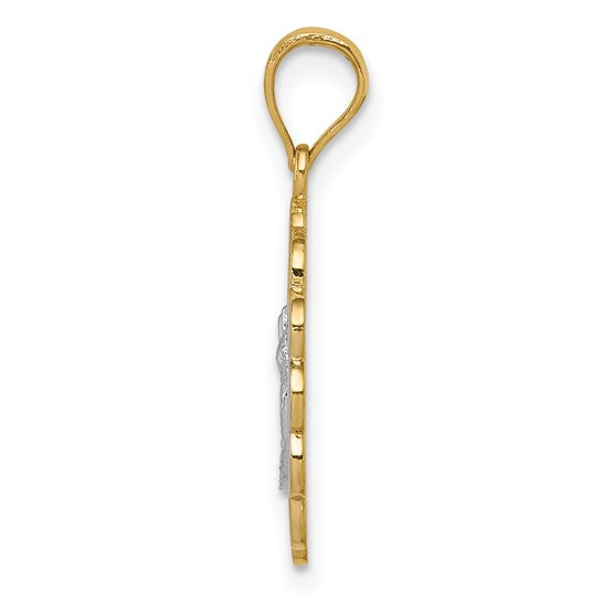 14KT Two-tone W/Rhodium Baptism Pendant
