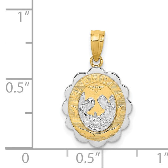 14KT Two-tone W/Rhodium Baptism Pendant