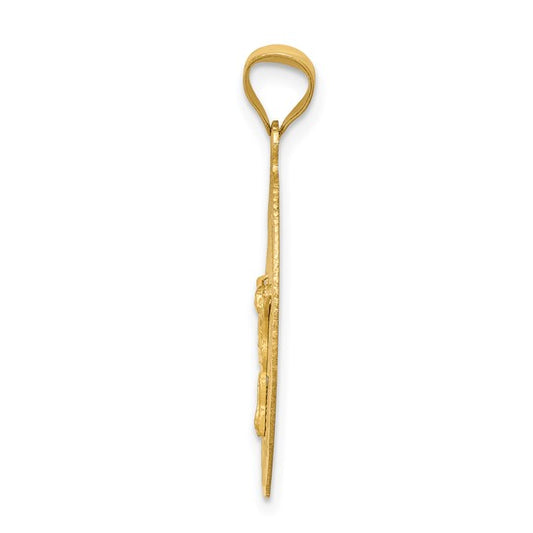 14KT Yellow Gold Polished D/C Corpus Oval Pendant