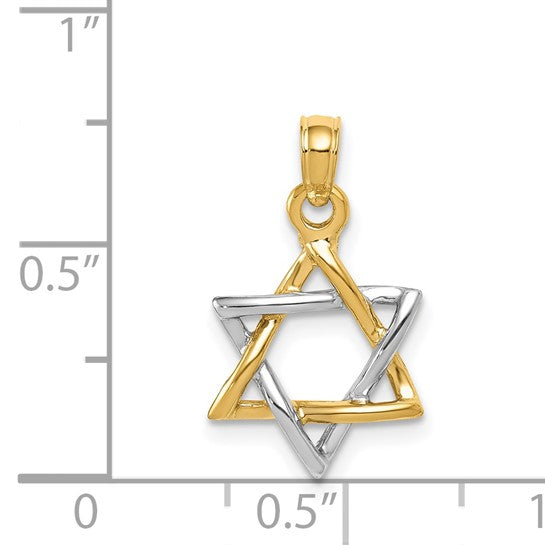 14kt Two-tone Polished Star of David Pendant