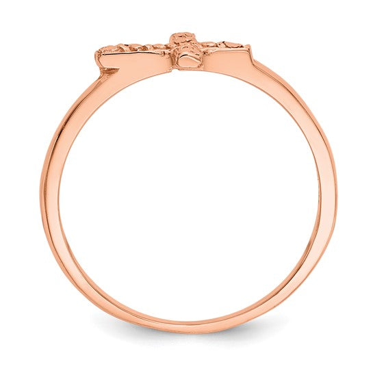 14kt Rose Gold Polished & D/C Cross Ring
