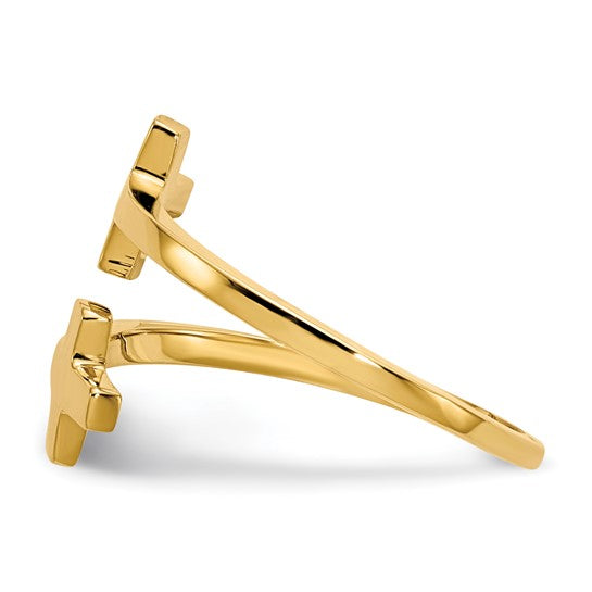 14kt Yellow Gold Polished Double Cross Ring