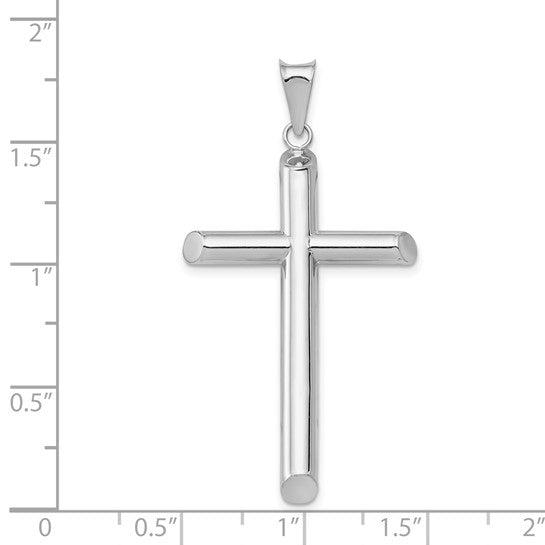 14kt White Gold Polished Tube Cross Pendant