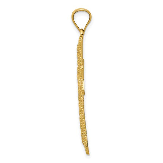 14kt Yellow Gold Diamond-cut Cross Pendant