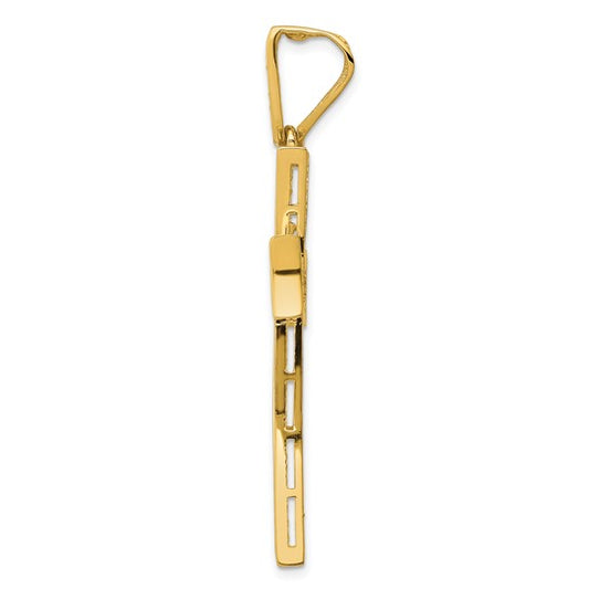 14kt Yellow Gold w/Rhodium Micro Pav‚ CZ Large Cross Pendant