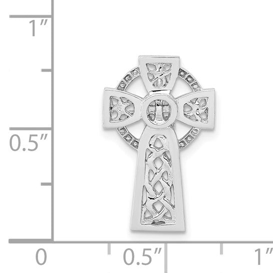 14kt White Gold Polished Celtic Cross Slide