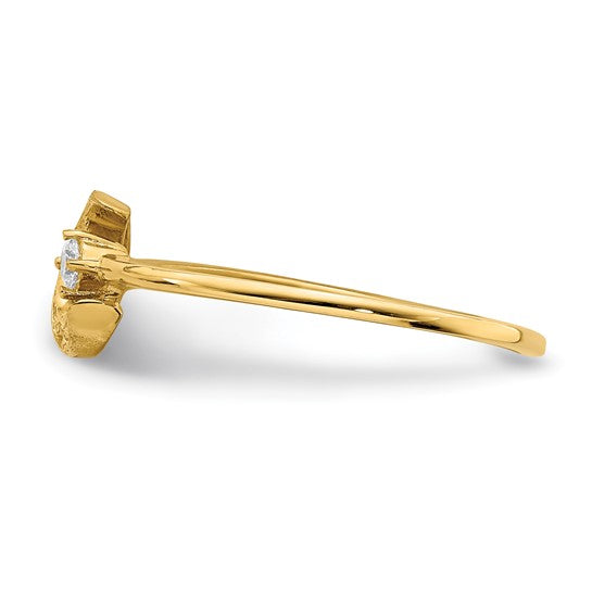 14KT Yellow Gold CZ Moon Ring