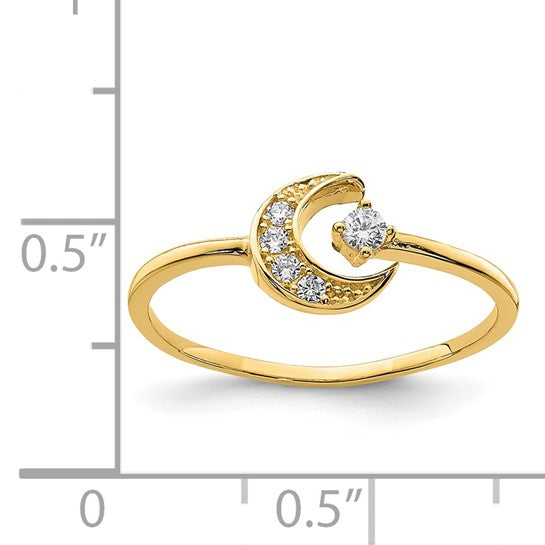 14KT Yellow Gold CZ Moon Ring