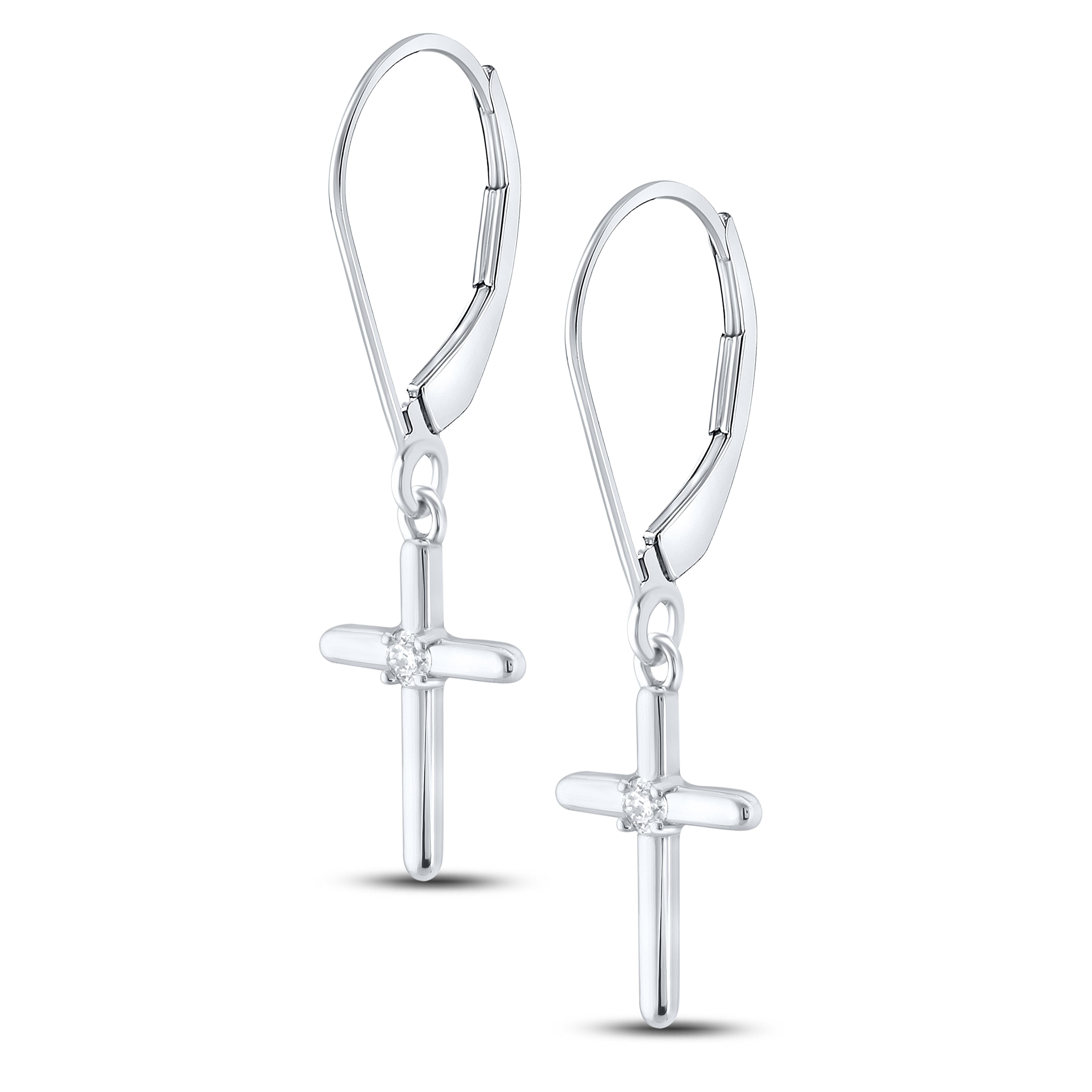 14kt White Gold 0.05 CTW Diamond Hoop Earring