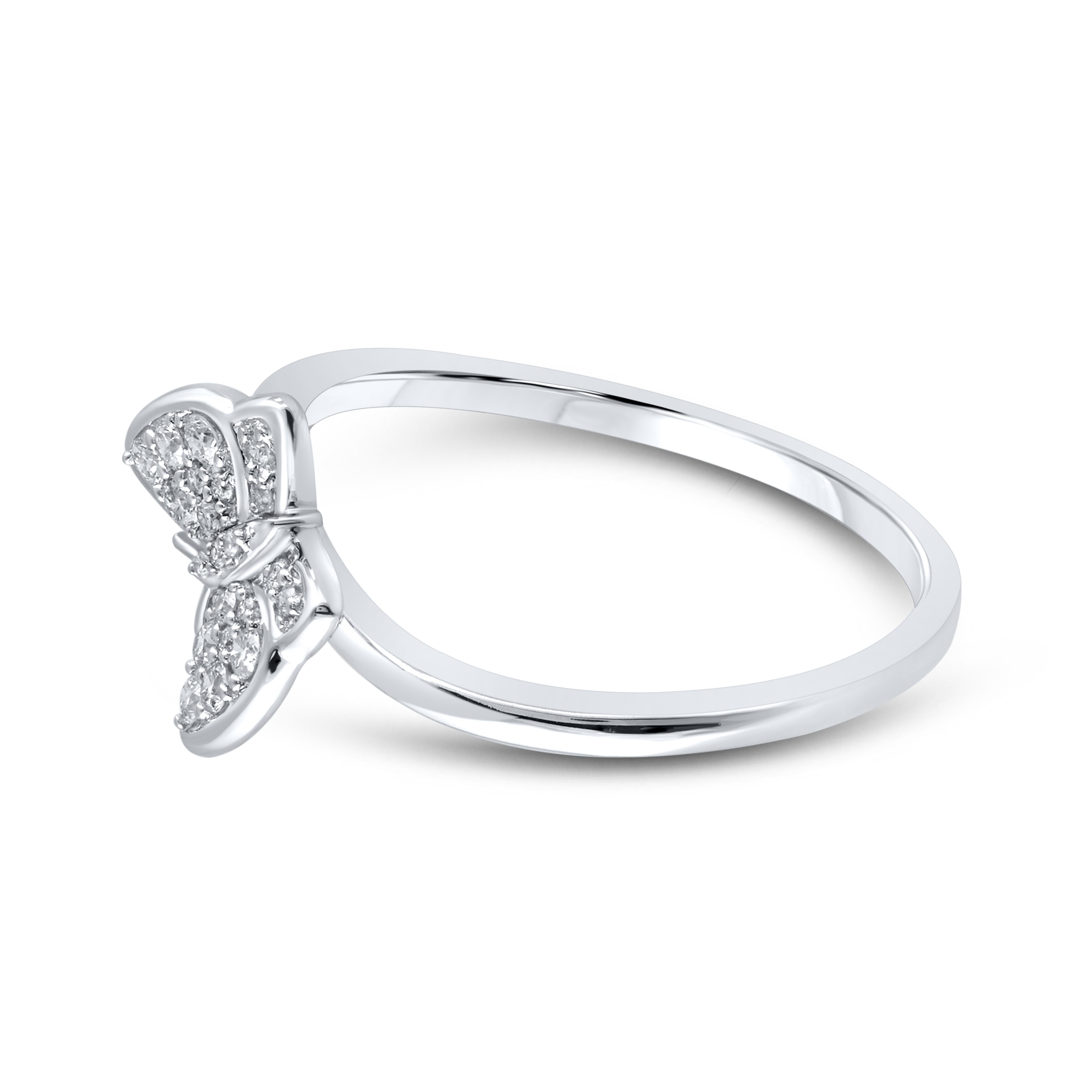 14k White Gold 0.15 CTW Diamond Butterfly ring