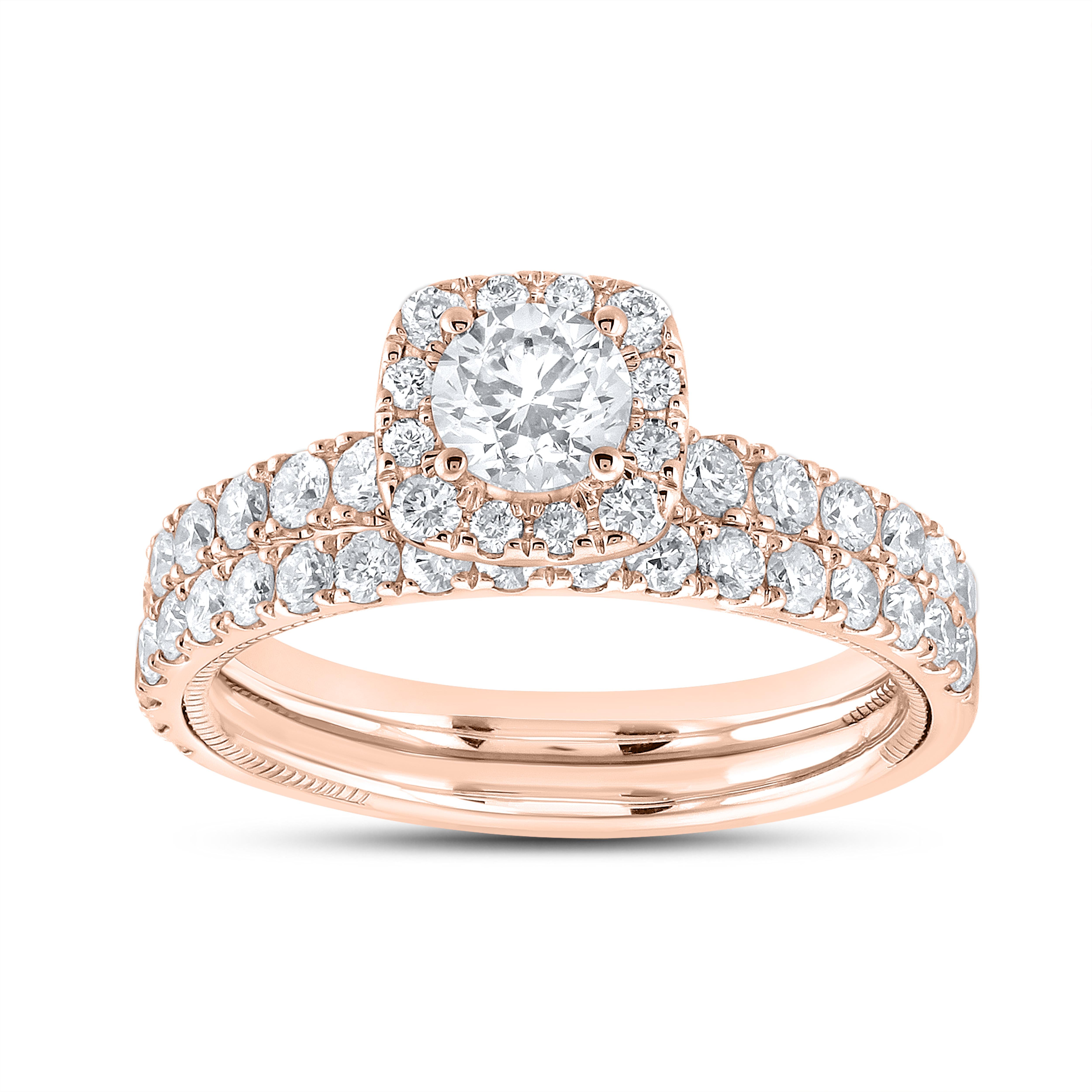 14kt Rose Gold 1.50 CTW Natural Diamond Bridal Ring Set