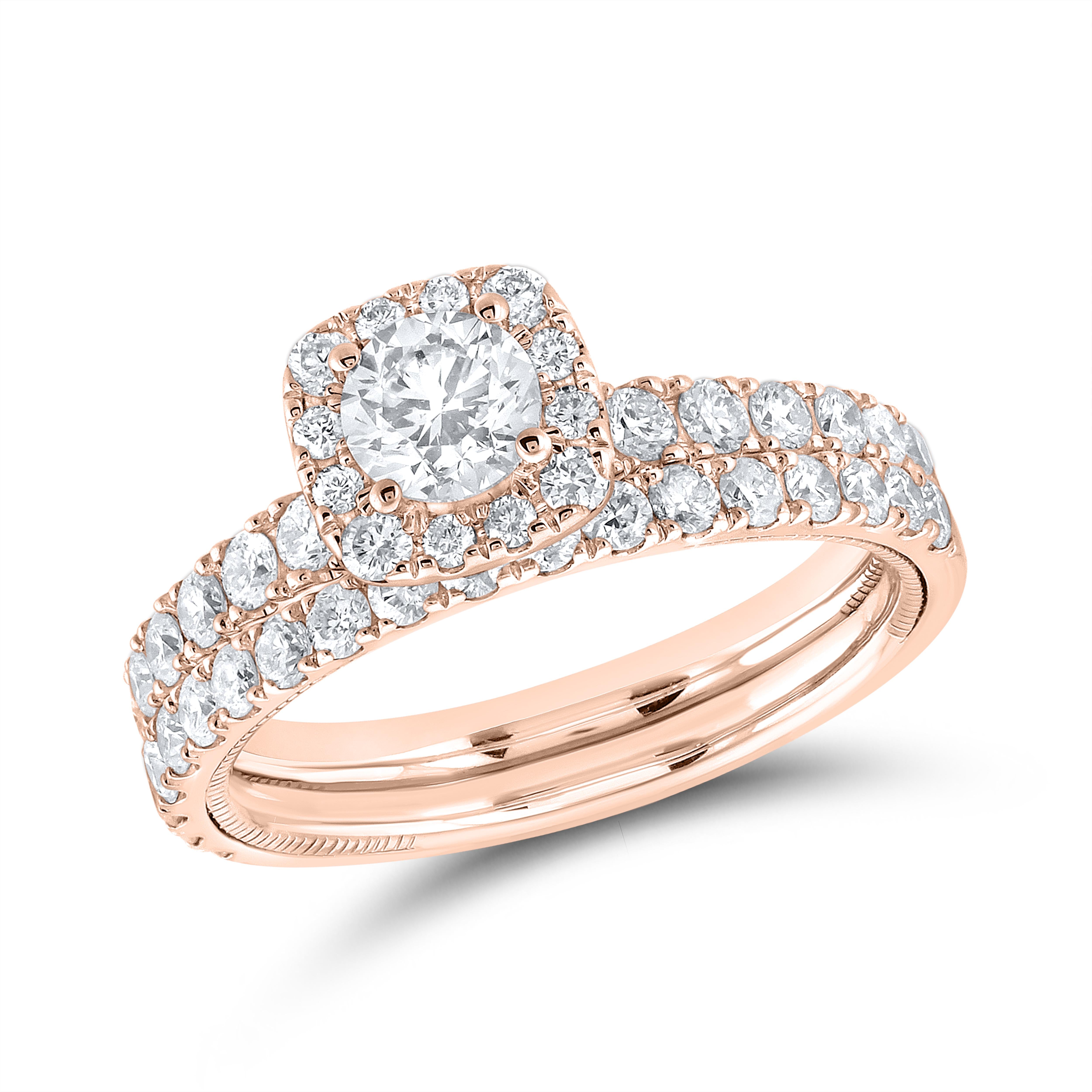 14kt Rose Gold 1.50 CTW Natural Diamond Bridal Ring Set