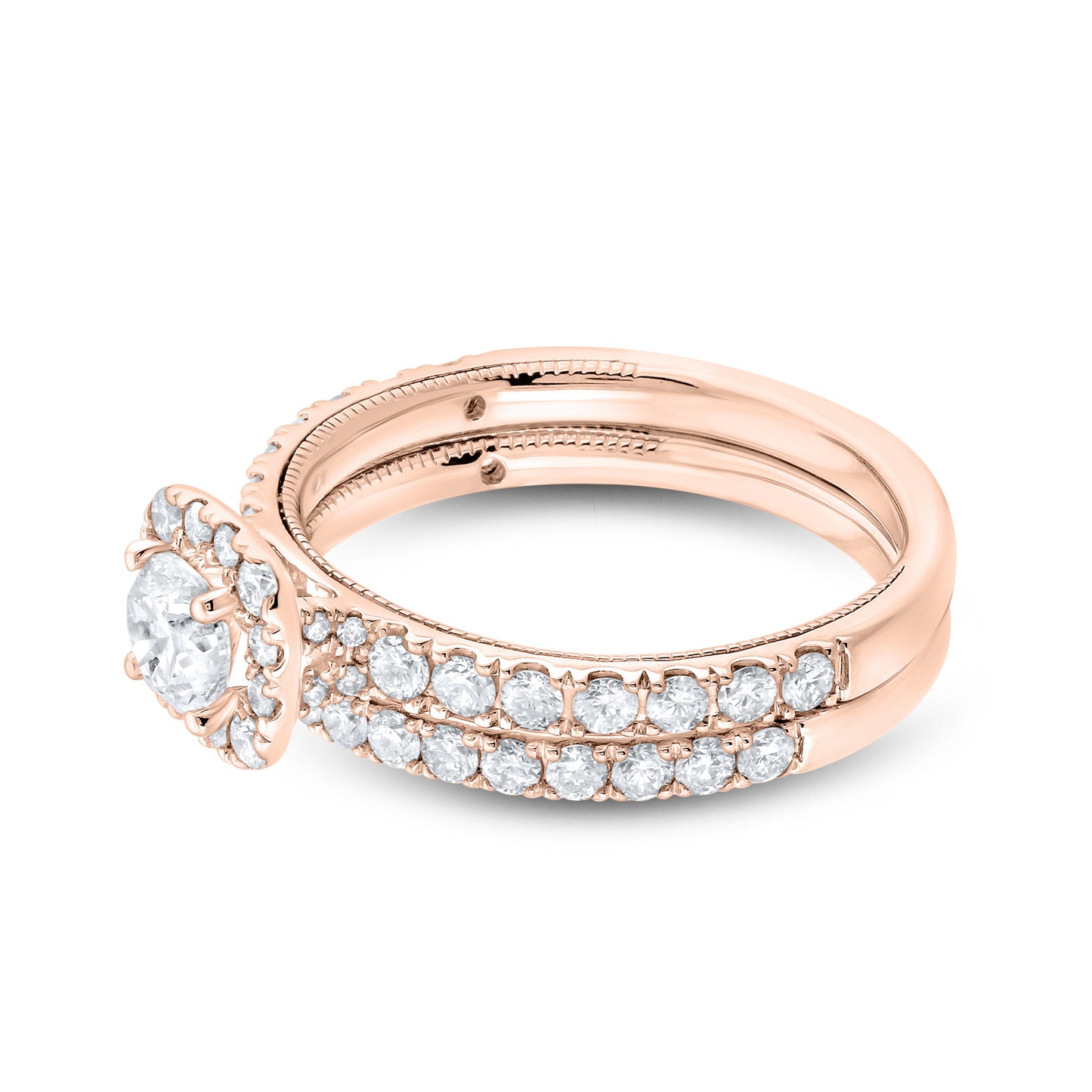 14kt Rose Gold 1.50 CTW Natural Diamond Bridal Ring Set