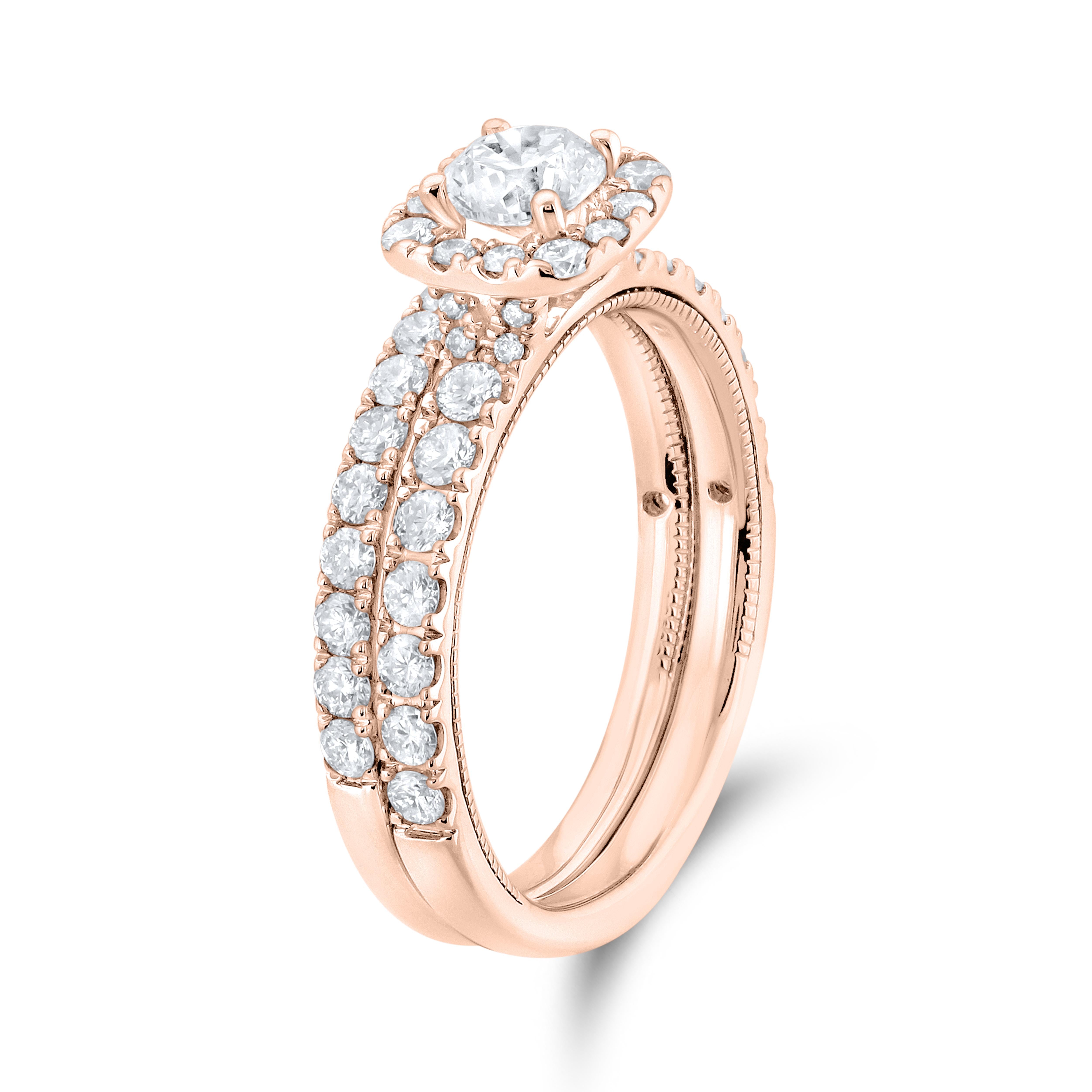 14kt Rose Gold 1.50 CTW Natural Diamond Bridal Ring Set