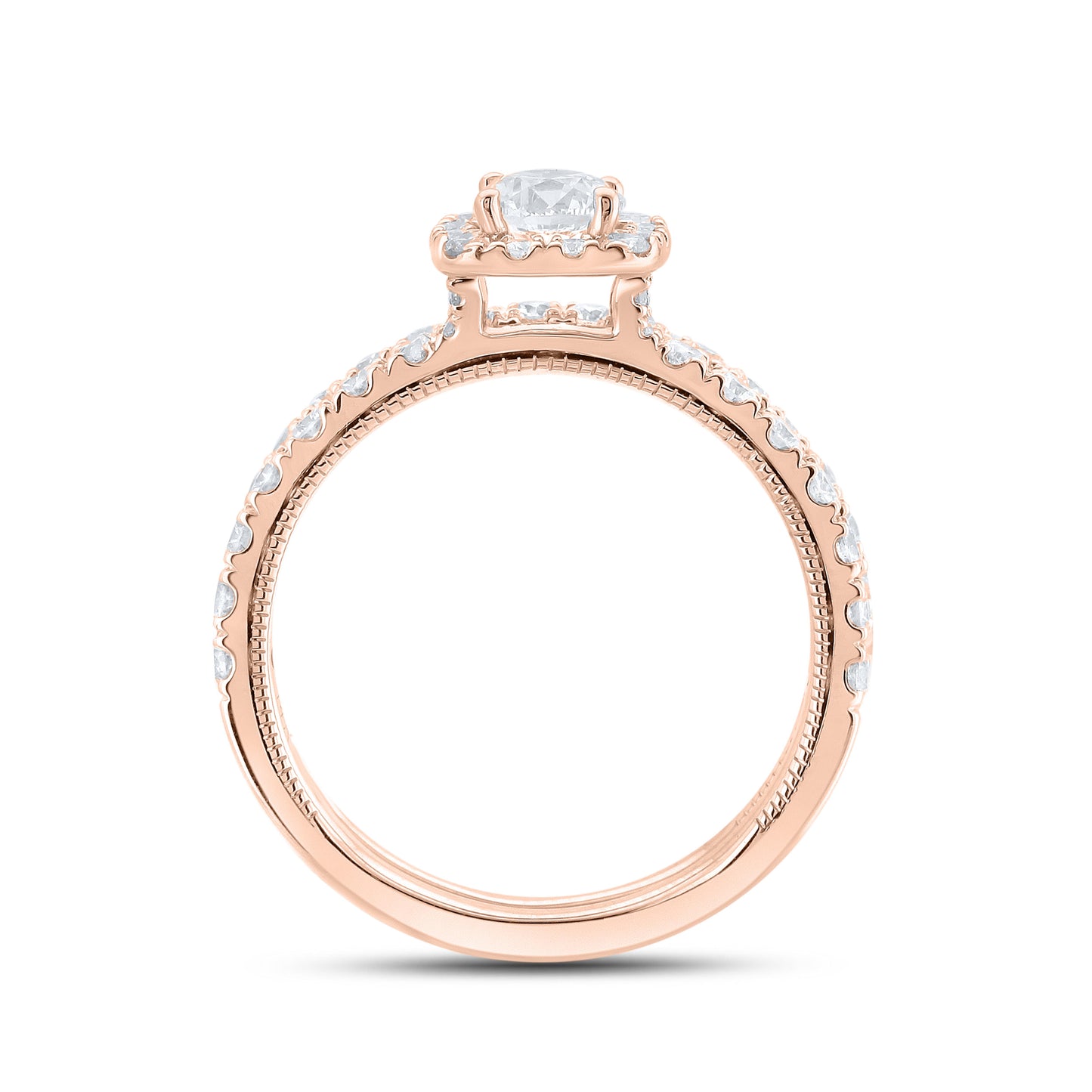 14kt Rose Gold 1.50 CTW Natural Diamond Bridal Ring Set