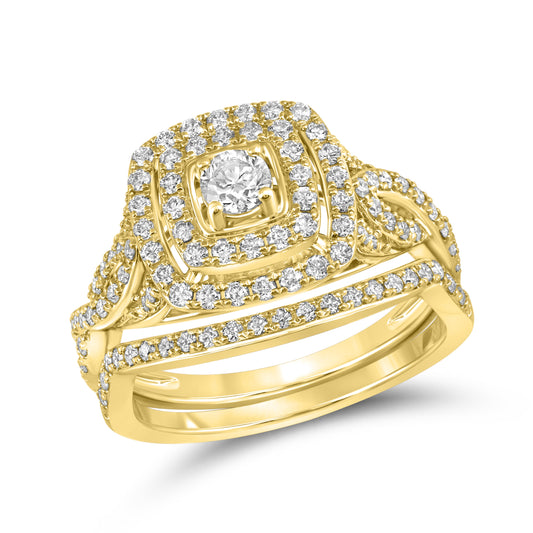 14kt Yellow Gold 1.00 CTW Natural Diamond Bridal Ring set