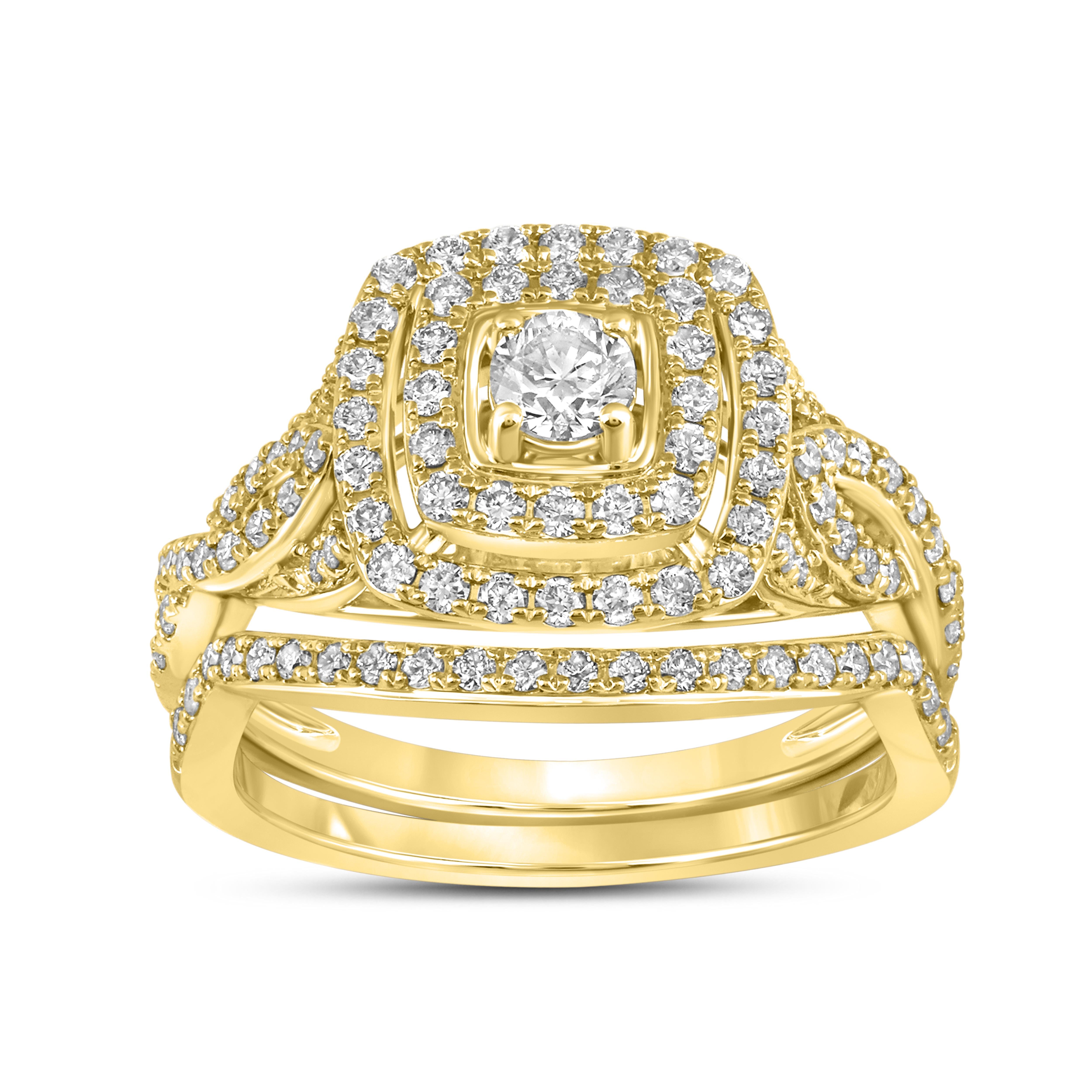 14kt Yellow Gold 1.00 CTW Natural Diamond Bridal Ring set