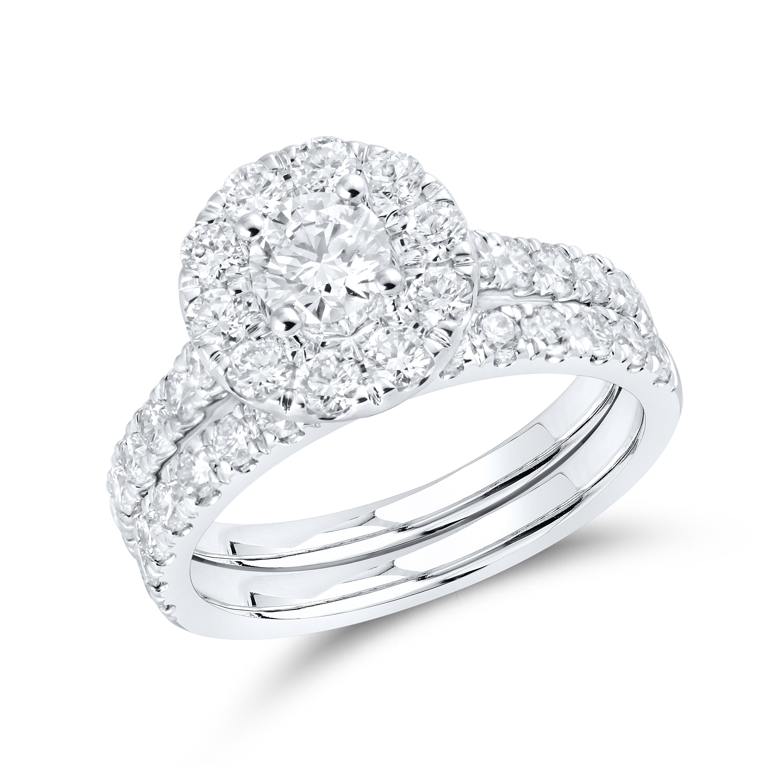 14kt White Gold 2 CTW Lab Diamond Bridal Ring Set