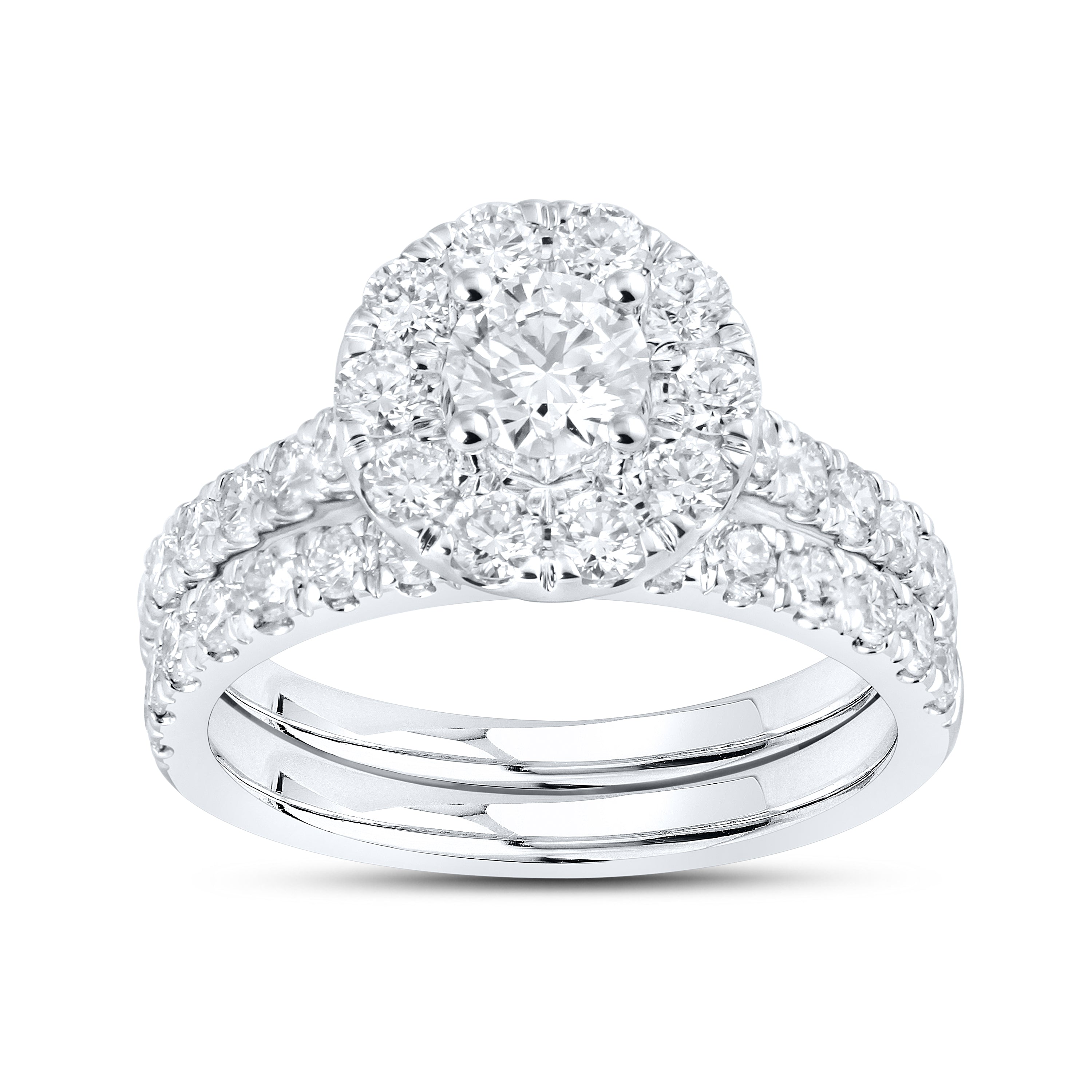 14kt White Gold 2 CTW Lab Diamond Bridal Ring Set