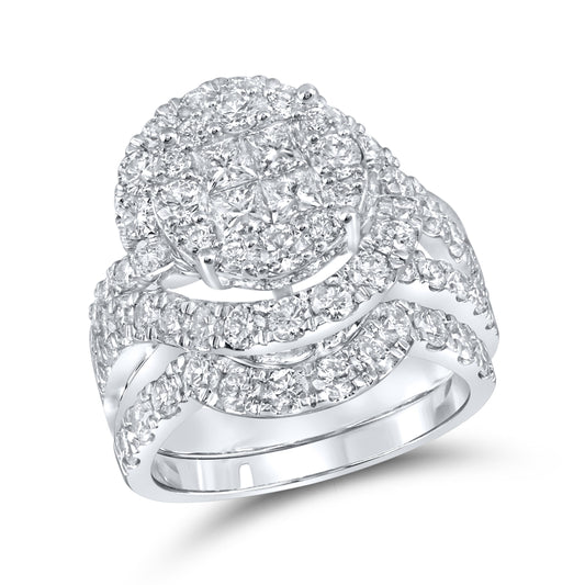 14kt White Gold 3.03 CTW Natural Diamond Bridal Ring Set