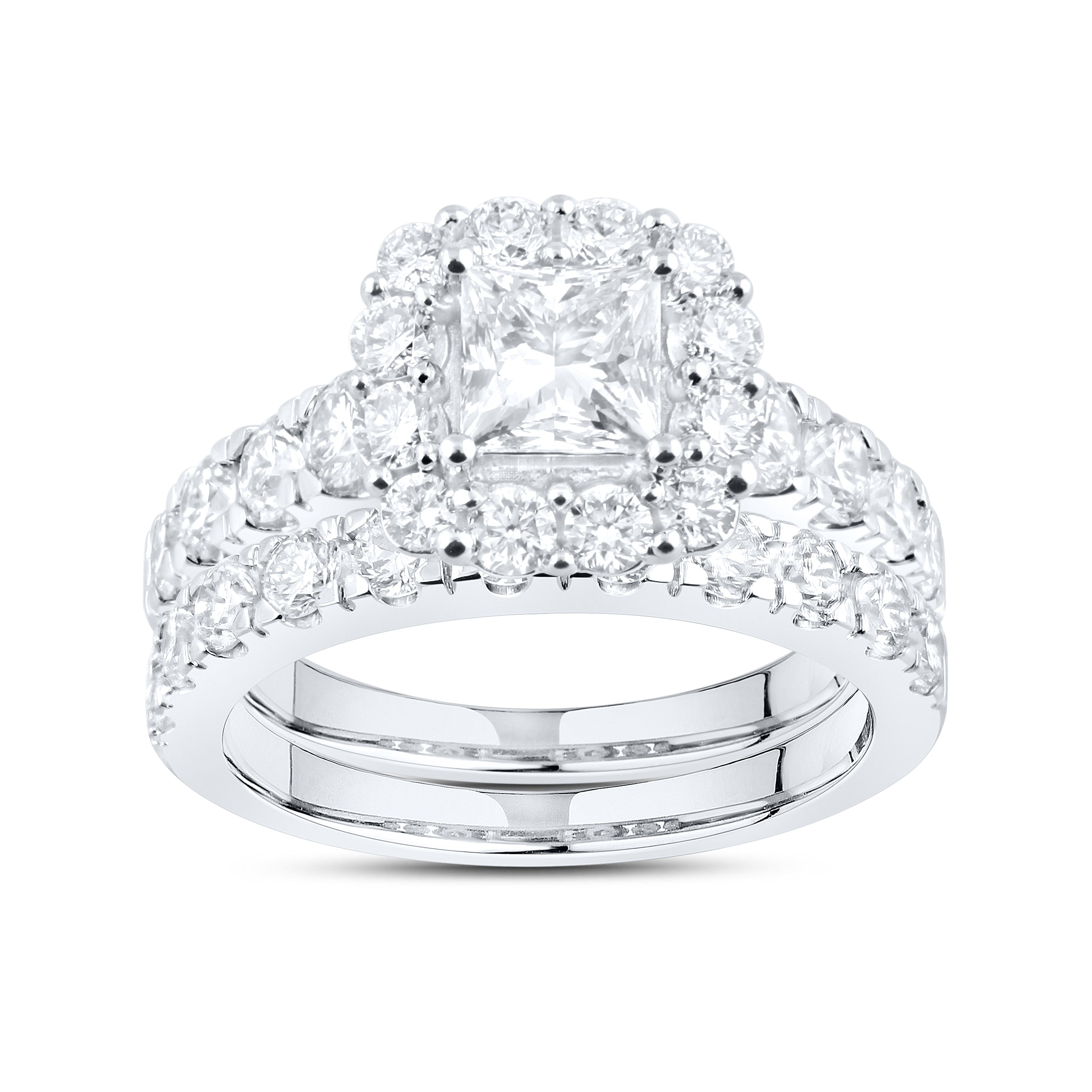 14kt White Gold 3.52 CTW Lab Diamond Bridal Engagement Ring Set