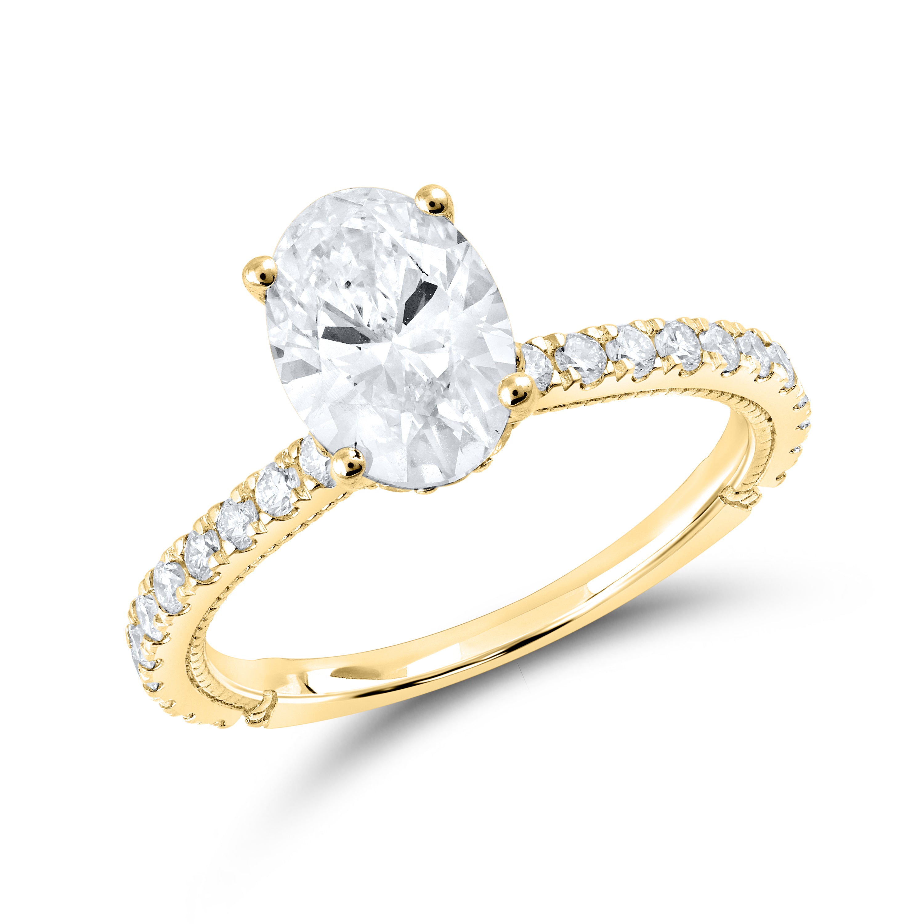 14KT YELLOW GOLD 2.00 CTW LAB DIAMOND OVAL RING
