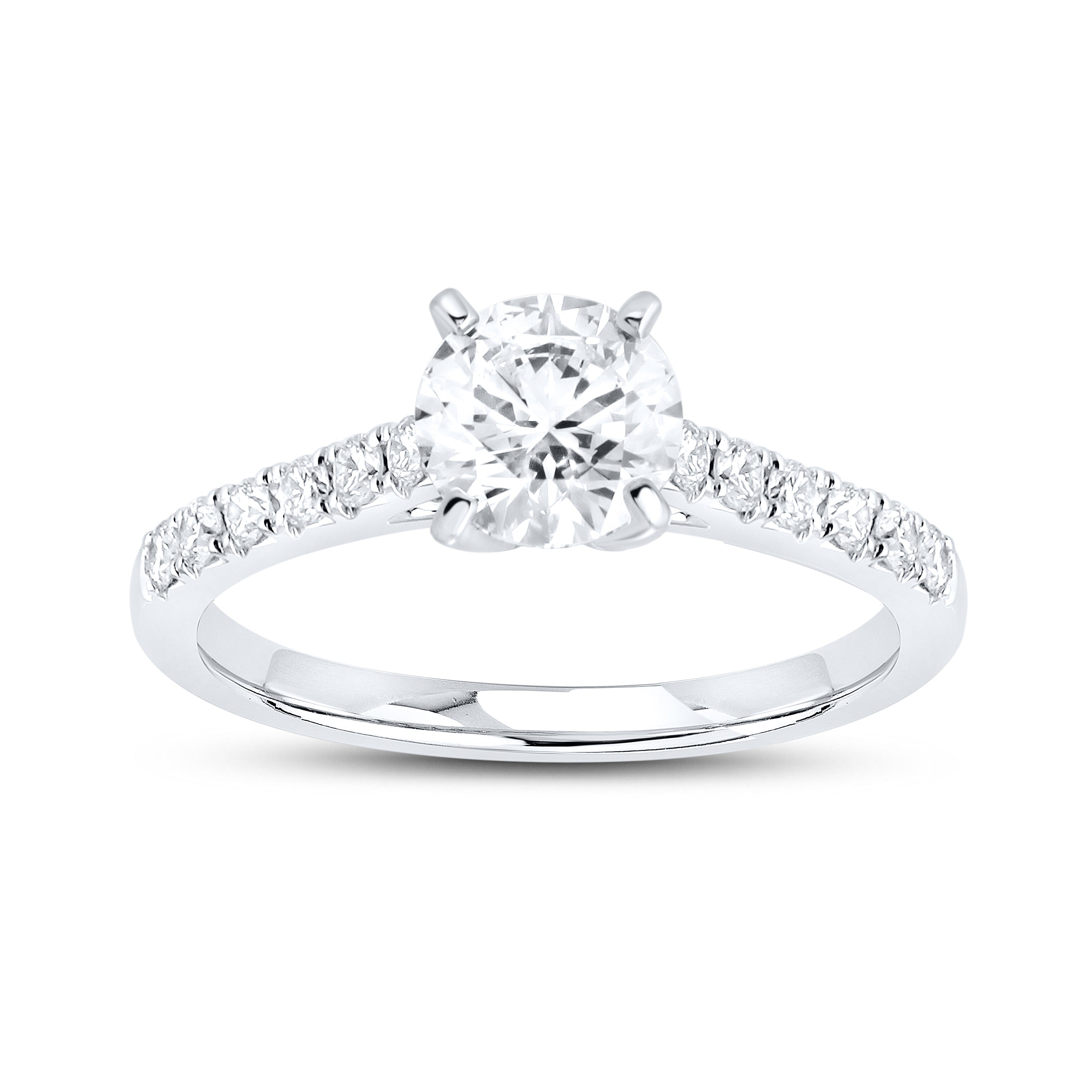 14KT WHITE GOLD 1.25 CTW LAB DIAMOND ROUND RING