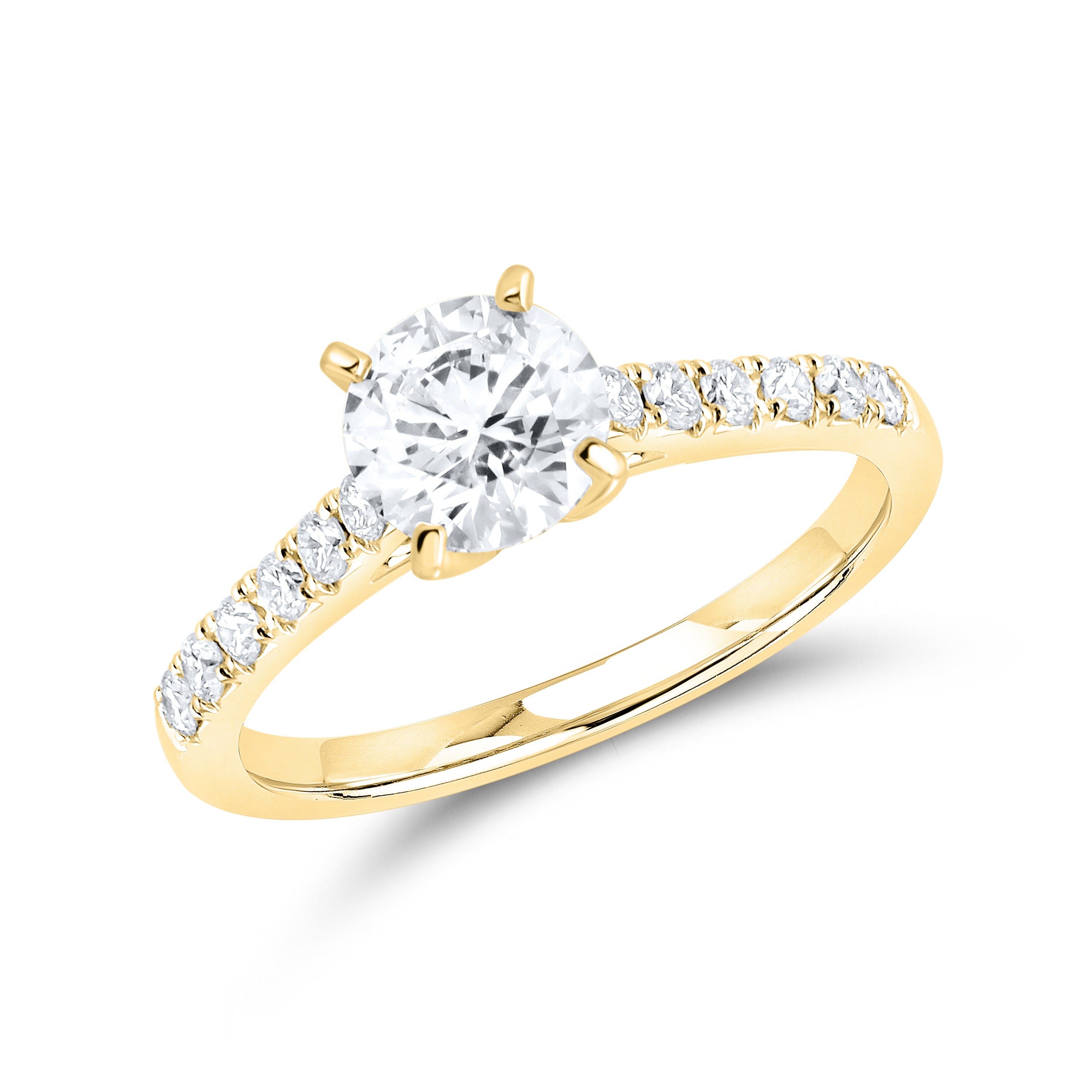 14KT YELLOW GOLD 1.25 CTW LAB DIAMOND ROUND RING