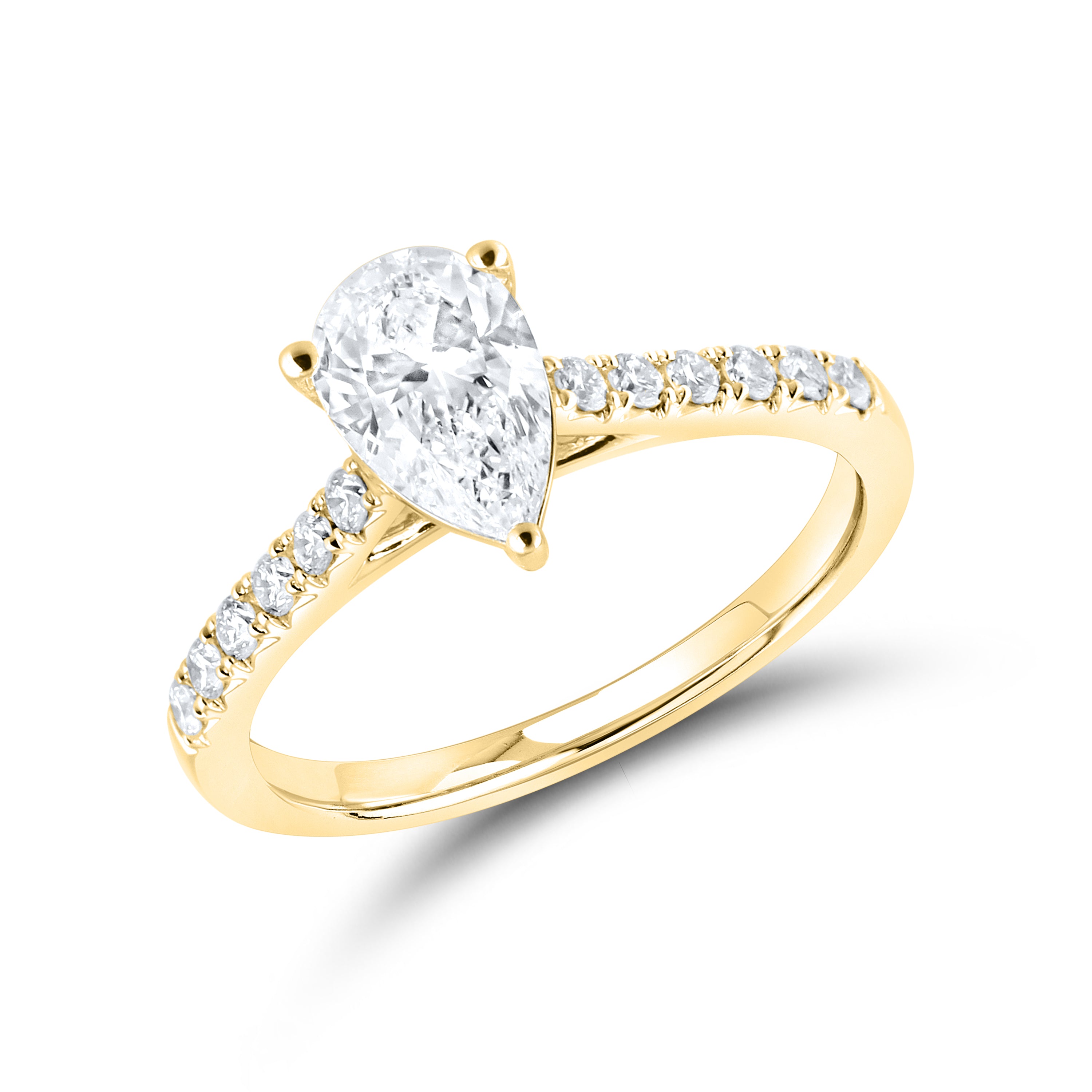 14KT YELLOW GOLD 1.25 CTW LAB DIAMOND PEAR SHAPE RING