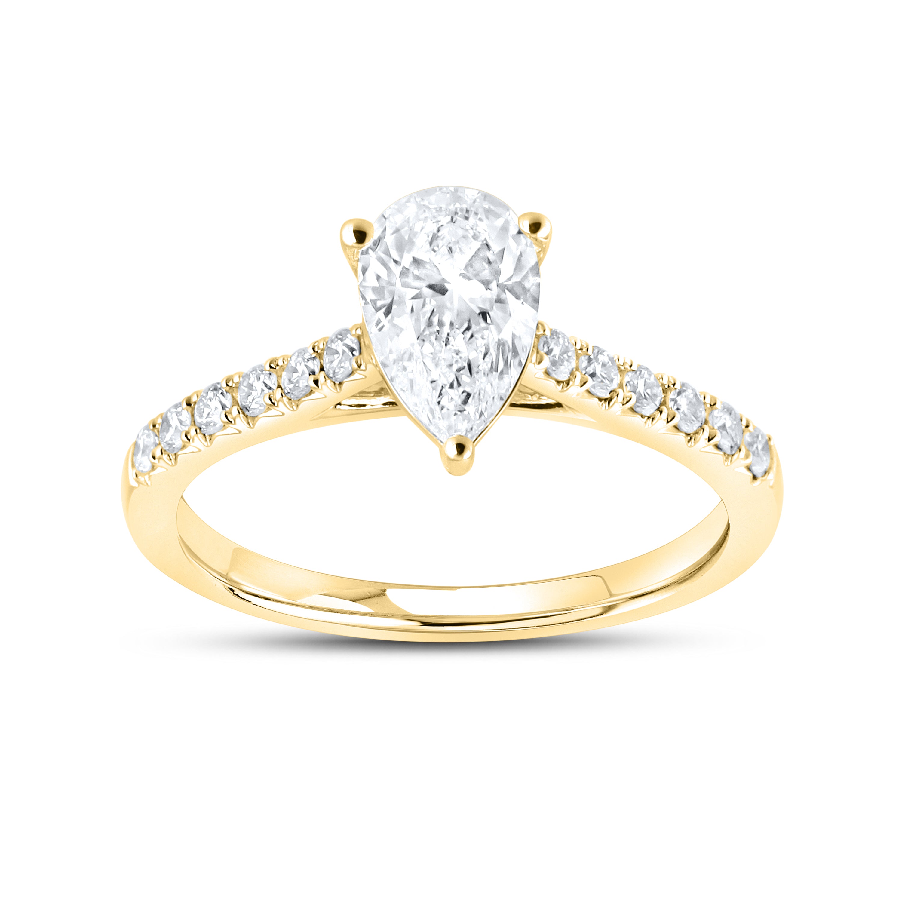 14KT YELLOW GOLD 1.25 CTW LAB DIAMOND PEAR SHAPE RING