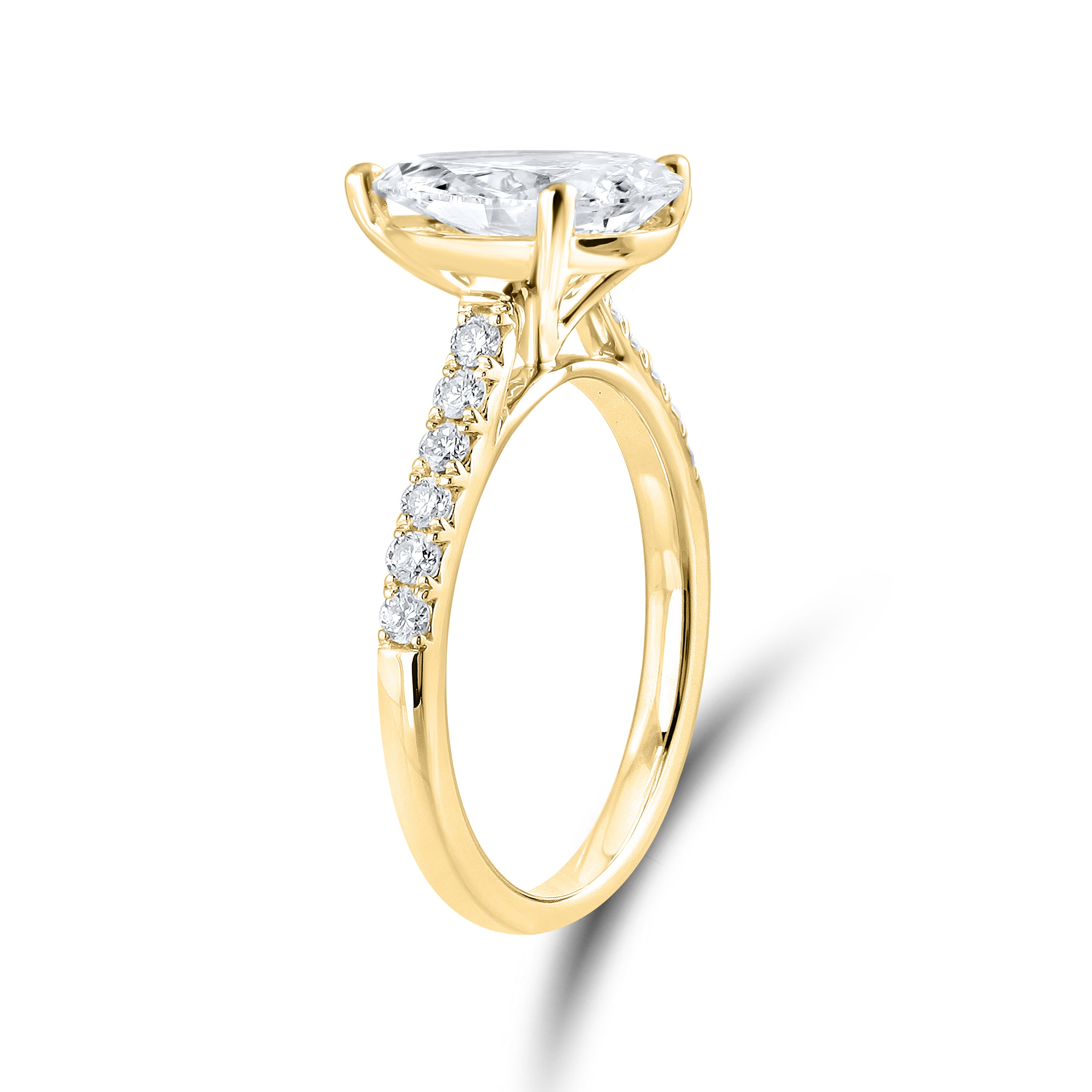14KT YELLOW GOLD 2.25 CTW LAB DIAMOND PEAR SHAPE RING