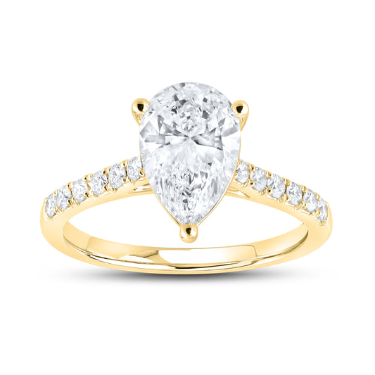 14KT WHITE GOLD 2.25 CTW LAB DIAMOND PEAR SHAPE RING
