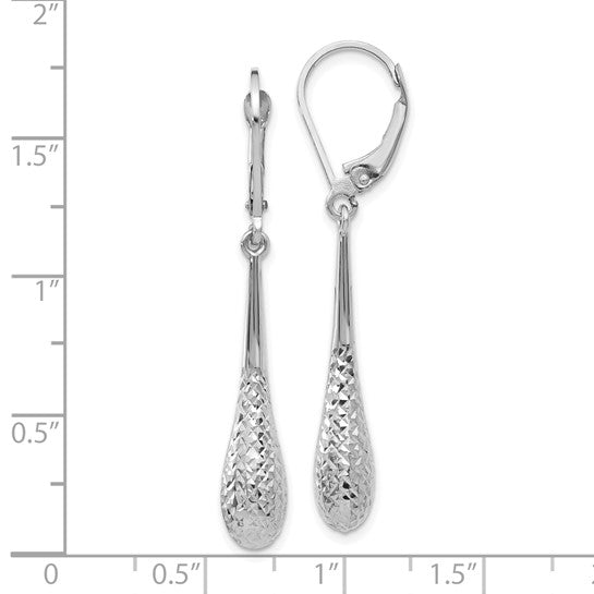 14KT White Gold D/C Leverback Earrings