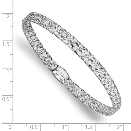 14KT w/White RH-plating Fancy Stretch Bangle Bracelet