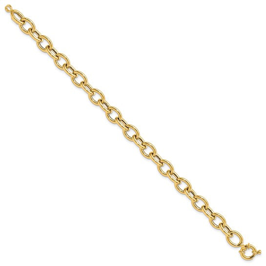 14KT Yellow Gold Polished Cable Oval Link Bracelet