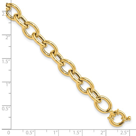 14KT Yellow Gold Polished Cable Oval Link Bracelet