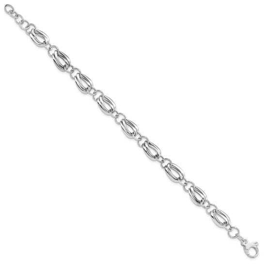 14kt White Gold Polished Fancy Link w/ .5 inch ext Bracelet
