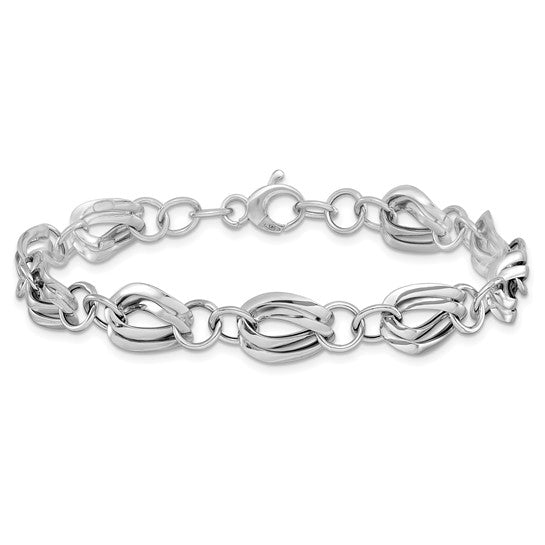 14KT White Gold Polished Fancy Link w/ .5 inch ext Bracelet
